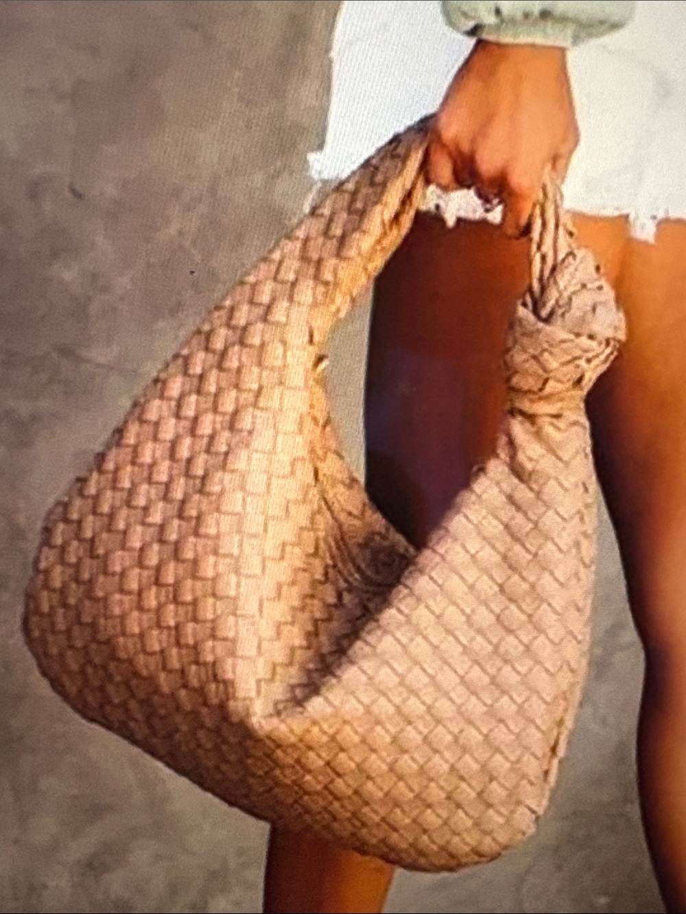 URBAN EXPRESSIONS FAUX LEATHER WOVEN HOBO KNOT BAG